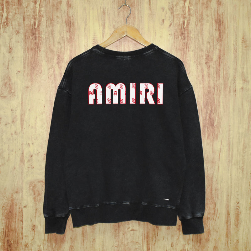 Amiri washed sweatshirt cashew flower large simple label printing washed and distressed