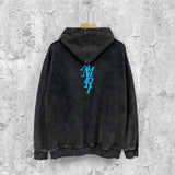 Amiri washed hoodie vertical small overlapping letter washed distressed printing