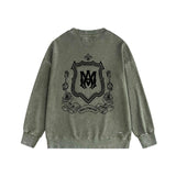 Amiri washed sweatshirt flower shield printing washed and distressed
