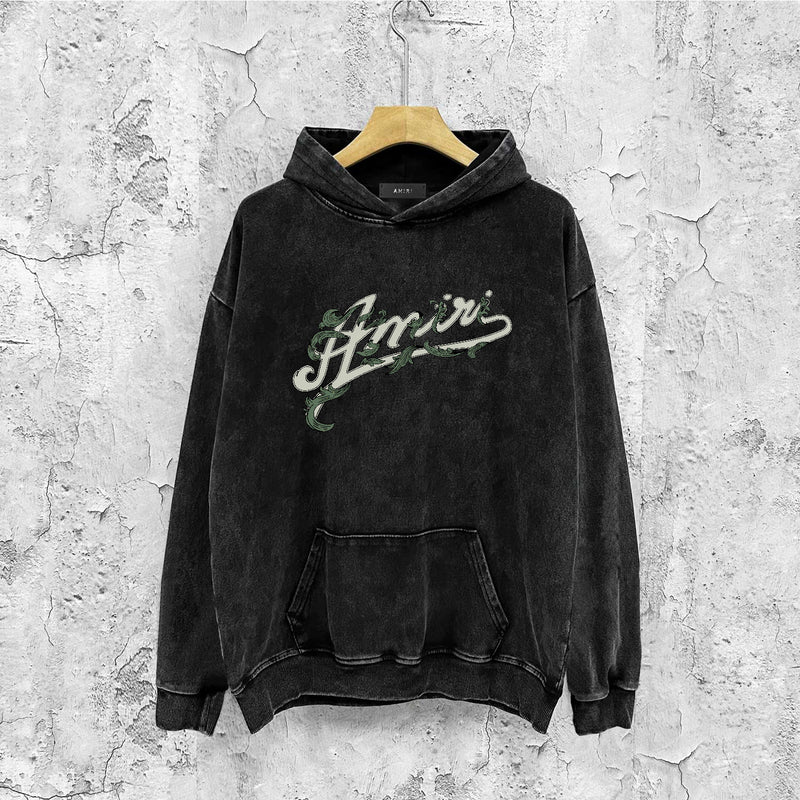 Amiri washed hoodie ye manletter washed distressed printing