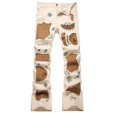 Mens Fashion Jeans Patchwork wide-leg pants 5712#