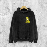 Amiri washed hoodie xiaohu distressed printing