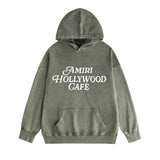 Amiri washed hoodie hollywood font distressed printing