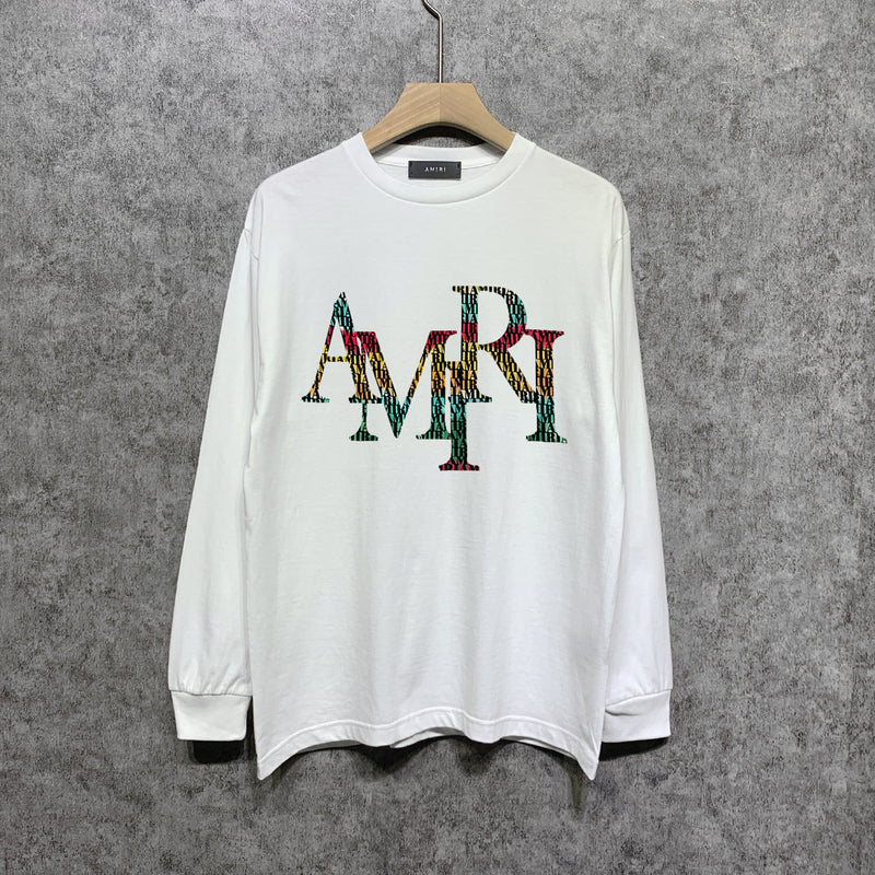 Amiri long sleeve shirts rainbow letter printing