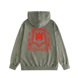 Amiri washed hoodie flower shield distressed printing