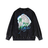 Amiri washed sweatshirt urban forest printing washed and distressed