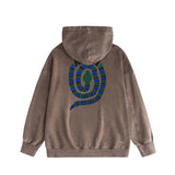 Amiri washed hoodie patchwork colorful snake washed distressed printing