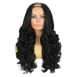 Women's Wigs Black Voluminous U-Part Yaki Curly Wig