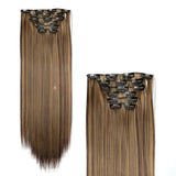Women's Wigs Hair Extension 6-piece Set Clip Hair Long Straight Hair Women's Chemical Fiber Wig 16 Card Straight Wig