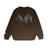 Amiri long sleeve shirts all gray overlapping letterprinting