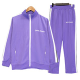 Palm Angels sweatshirt & sweatpants Two-piece set Black and white stripes Striped zip-up cardigan
