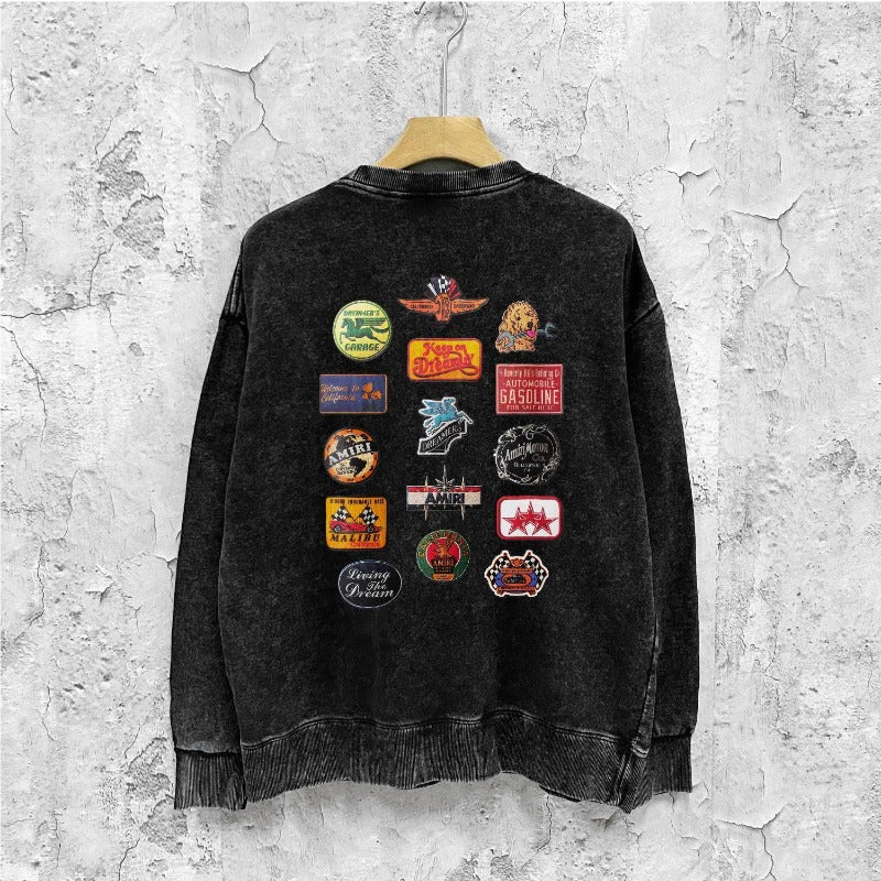Amiri washed sweatshirt multi-chapter printing washed and distressed