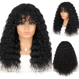 Women'S Wigs  Synthetic Heat-Resistant Afro Curly Wig with Straight Bangs