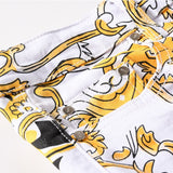 Mens Fashion Jeans Flame Print 584#