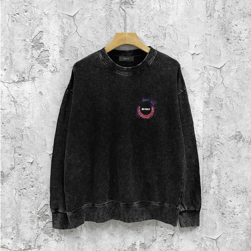 Amiri washed sweatshirt splattered color ring printing washed and distressed