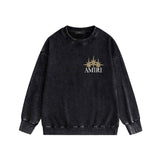 Amiri washed sweatshirt bone crack star printing washed and distressed