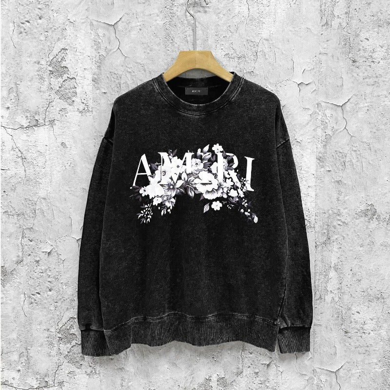 Amiri washed sweatshirt colorless floral printing washed and distressed