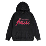 Amiri washed hoodie with pure letter distressed printing