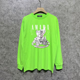 Amiri long sleeve shirts distressed teddy bear printing