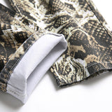 Mens Fashion Jeans Wrinkled snake pattern 583#