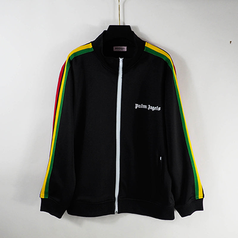 Palm Angels sweatshirt rainbow Striped zip-up cardigan