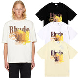 Rhude T Shirt gradual change color bird print short sleeve T-shirt