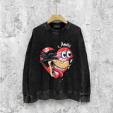 Amiri washed sweatshirt heart wolf head printing washed and distressed