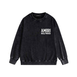 Amiri washed sweatshirt wolf music hand printed washed and distressed
