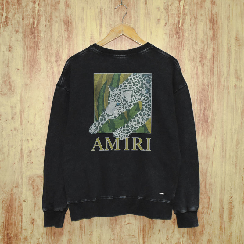 Amiri washed sweatshirt black panther printing washed and distressed