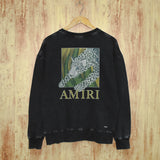 Amiri washed sweatshirt black panther printing washed and distressed