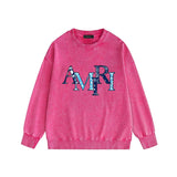 Amiri washed sweatshirt cashew flower overlapping letter print washed old