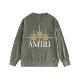 Amiri washed sweatshirt bone crack star printing washed and distressed