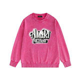Amiri washed sweatshirt stereo hollywood printing washed and distressed