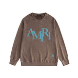 Amiri washed sweatshirt with overlapping letters and foam printing washed and distressed