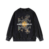 Amiri washed sweatshirt damaged oil painting printing washed and distressed