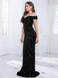 Women Party Dress Sequined Gold Dress for Banquet (Ss0416)