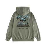 Amiri washed hoodie earth letter washed and distressed printing