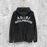 Amiri washed hoodie hollywood pure letter distressed printing