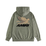 Amiri washed hoodie mottled pegasus distressed printing
