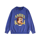 Amiri washed sweatshirt gold lion printing washed and distressed