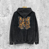 Amiri washed hoodie splashed paint skeleton washed distressed printing
