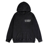 Amiri washed hoodie skeleton letter washed distressed printing