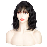 Women'S Wigs Straight Bangs Water Wave Bob Wig