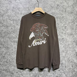 Amiri long sleeve shirts brown eagle printing