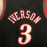 NBA jerseys women's navel retro jersey: 76ers, big meteor color, black No. 3, Iverson