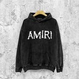 Amiri washed hoodie fog star distressed printing
