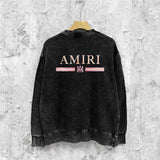 Amiri washed sweatshirt crayon horizontal strip printing washed old