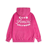Amiri washed hoodie hollywood club distressed printing