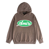Amiri washed hoodie oval letter distressed printing