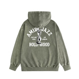 Amiri washed hoodie wolf music hand-made distressed printing